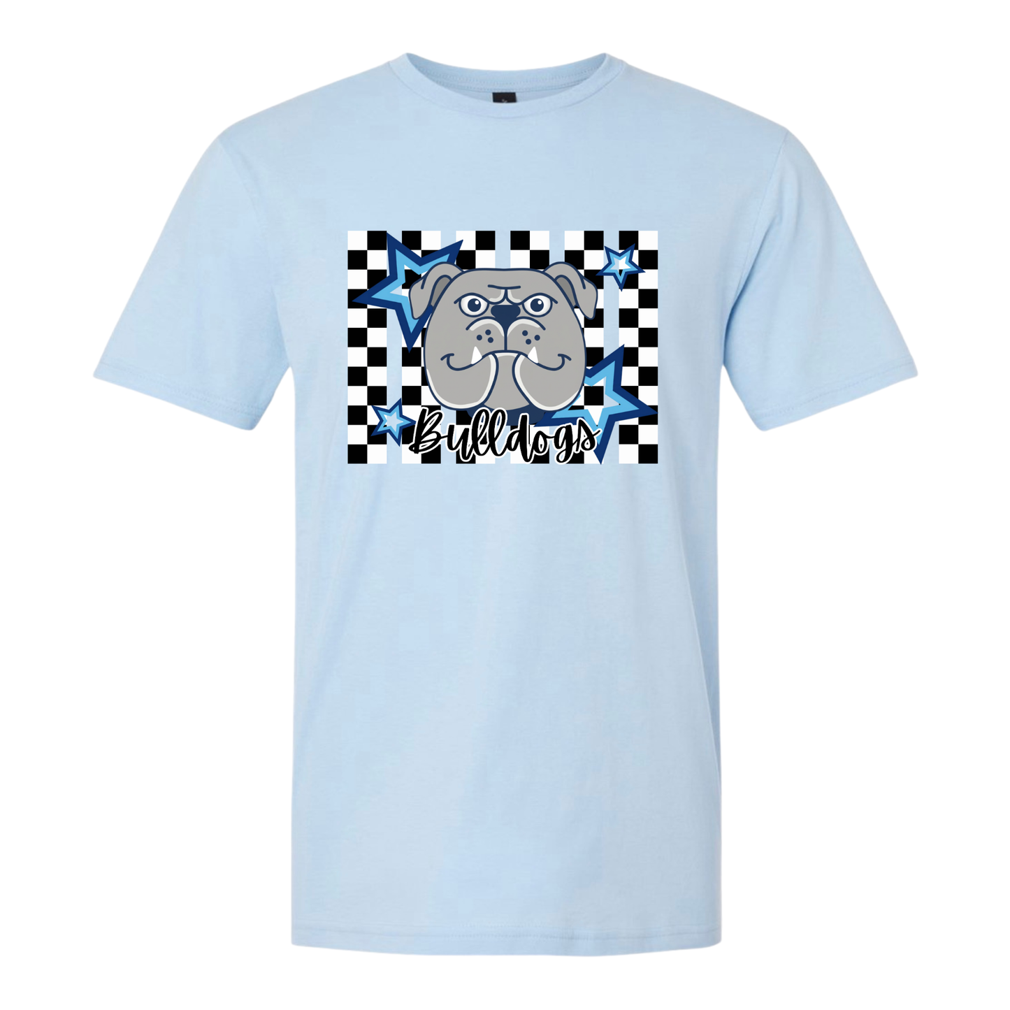 Checkered Print Bulldogs - Light Blue