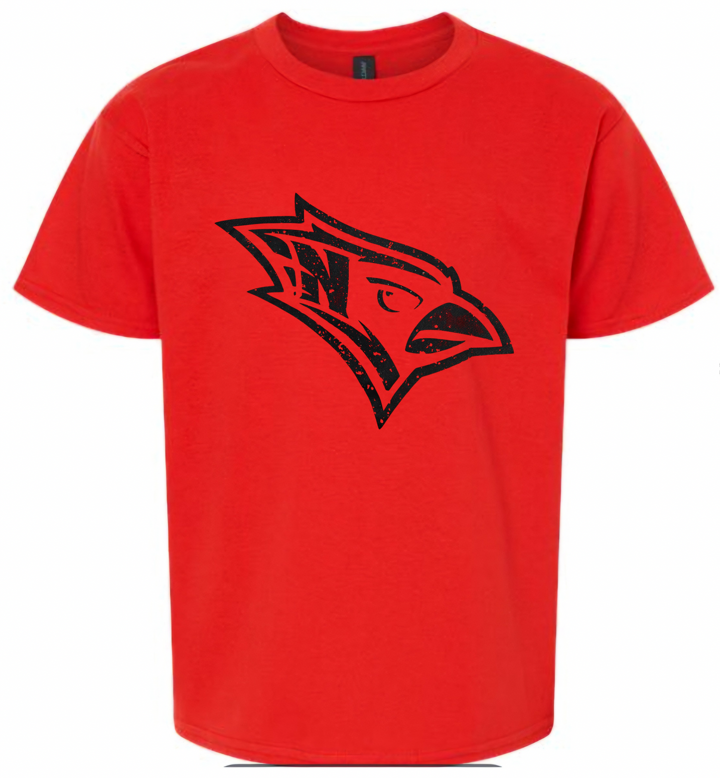 Black distressed Cardinal Head tee - Red