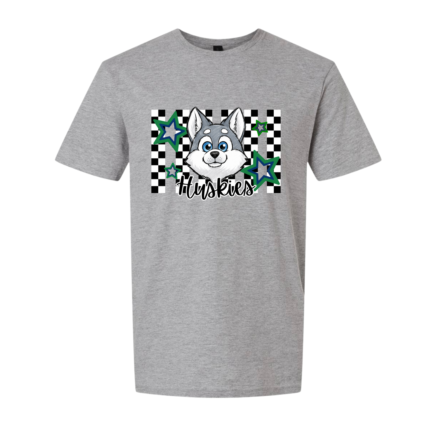 Huskies Checkered Tee - Grey