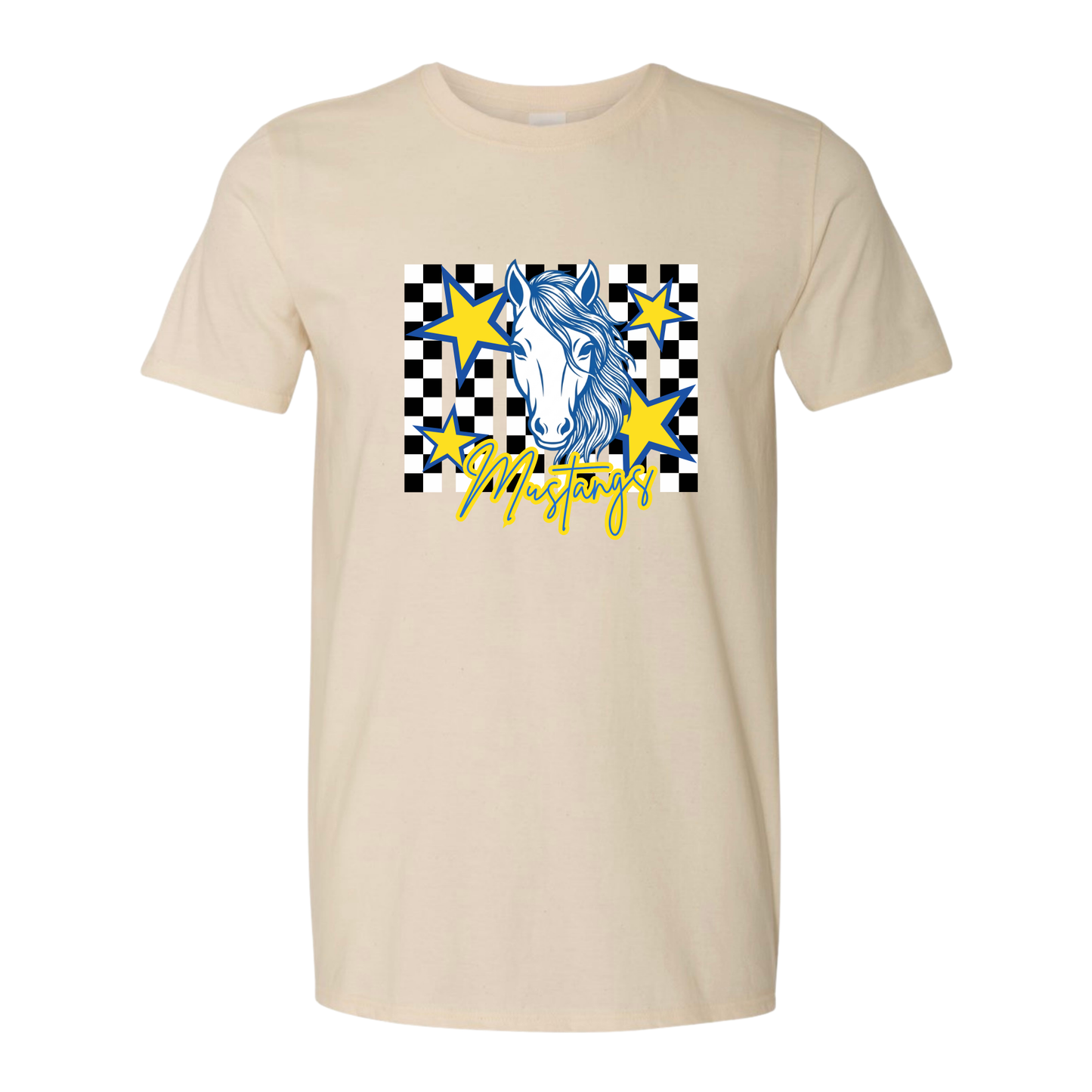 Checkered Mustangs tee - Neutral