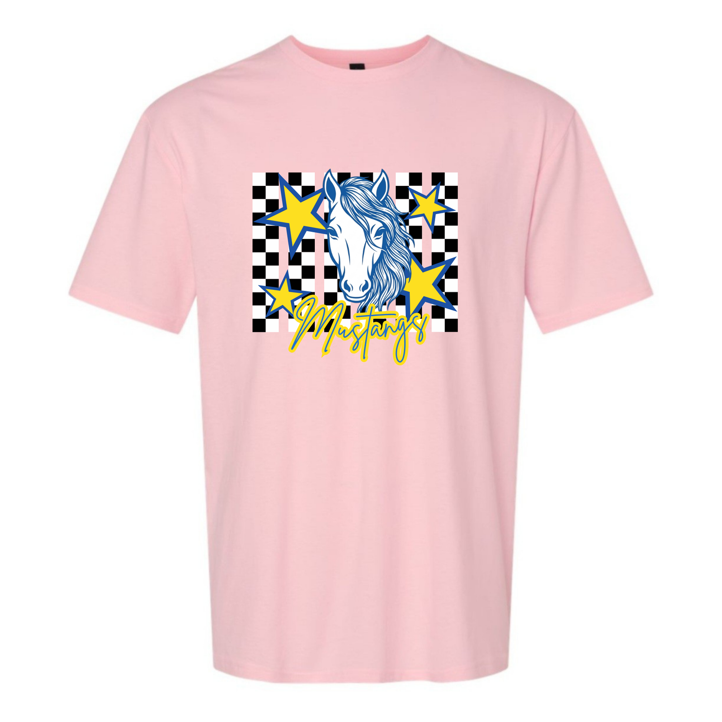 Checkered Mustangs tee - Light Pink