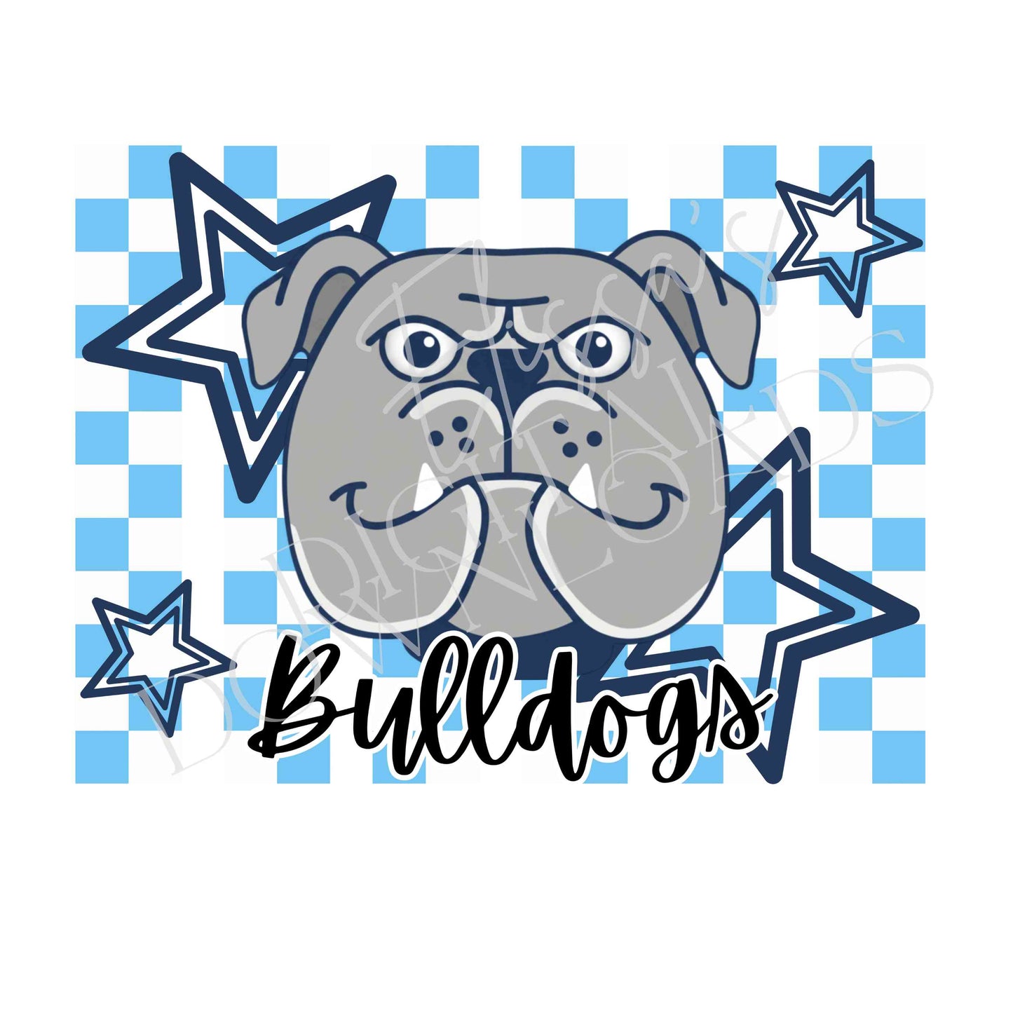 Light Blue Checkered Bulldogs PNG