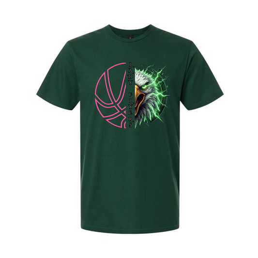 Lady Flyers Pink Ball Tee - Dark Green