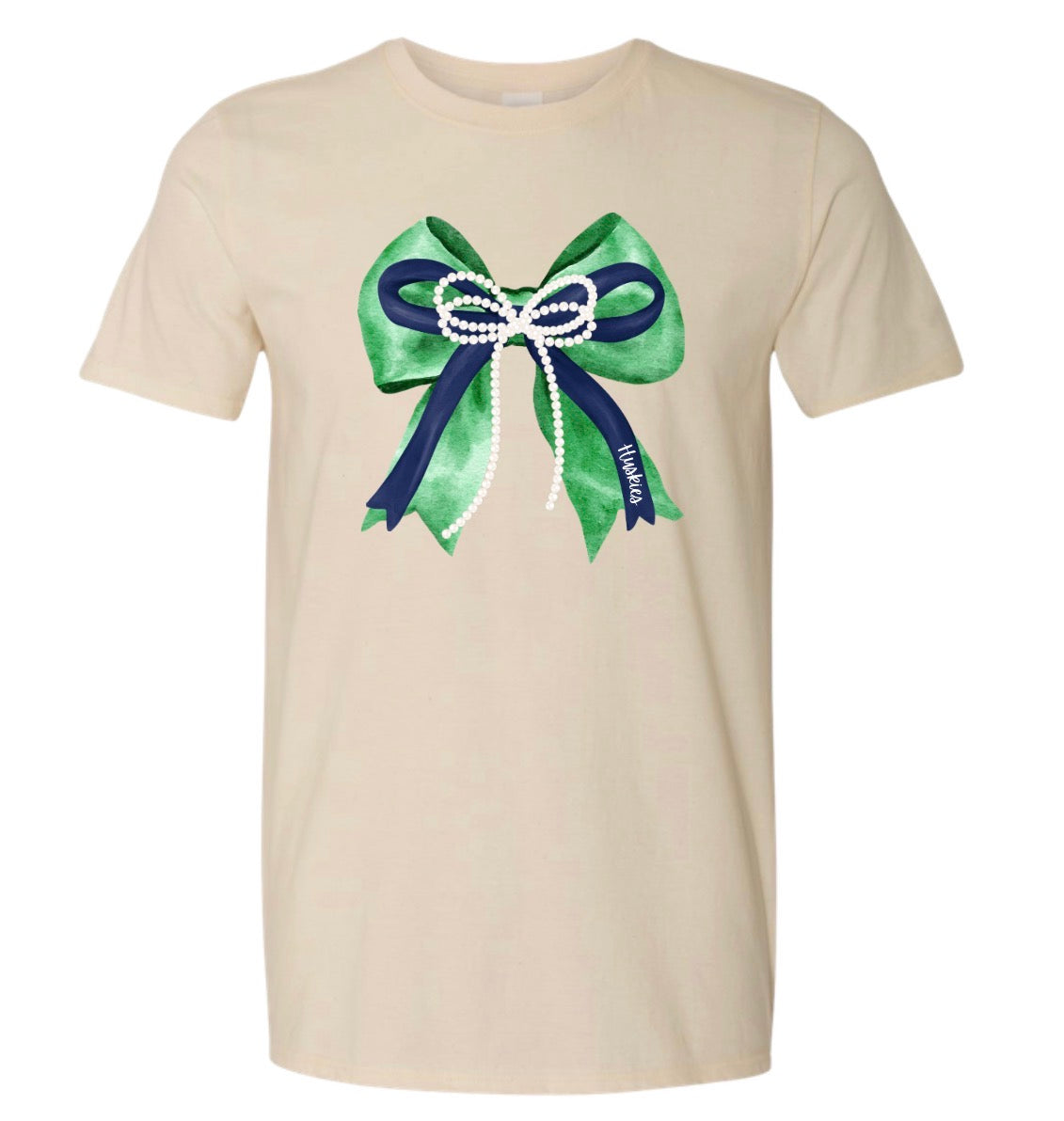 Huskies Bow Tee - Natural
