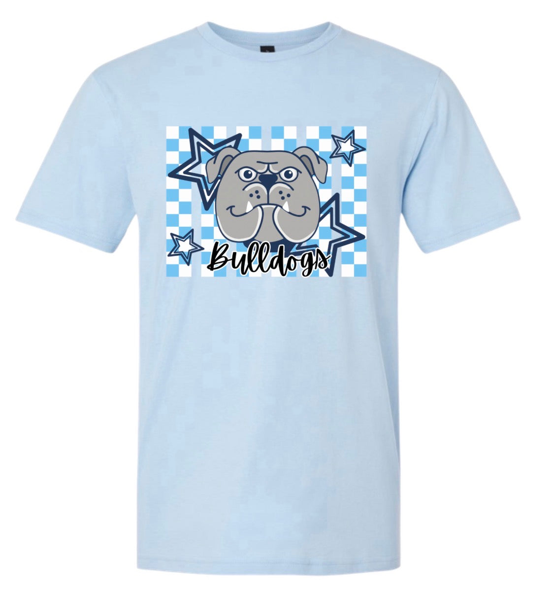 Checkered Print Bulldogs - Light Blue
