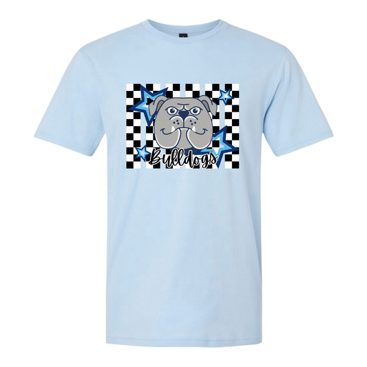 Checkered Print Bulldogs - Light Blue