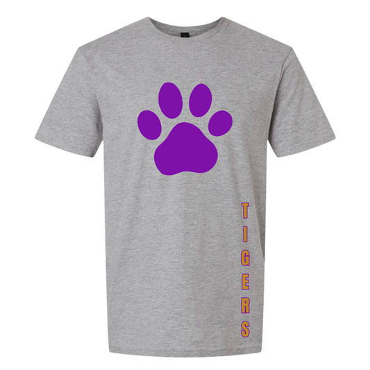 Vertical Tigers  logo Tee- Grey