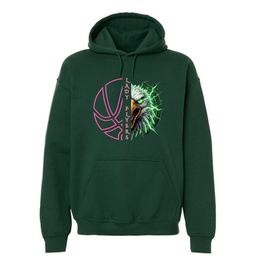 Lady Flyers Pink Ball Hoodie - Dark Green