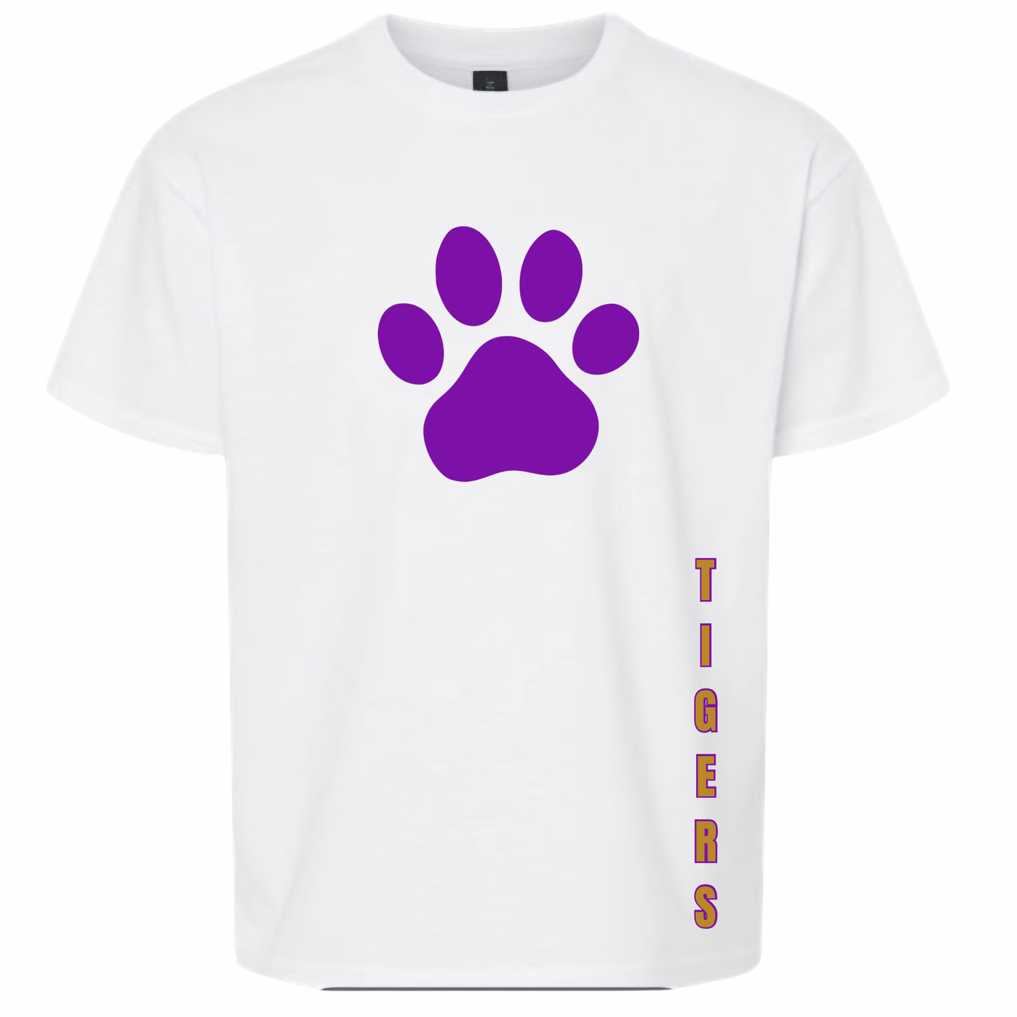 Vertical Tigers  logo Tee- White