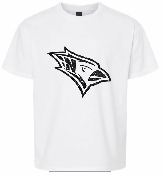 Black distressed Cardinal Head tee - White