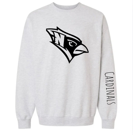 Cardinals Sleeve Crewneck - Ash Grey