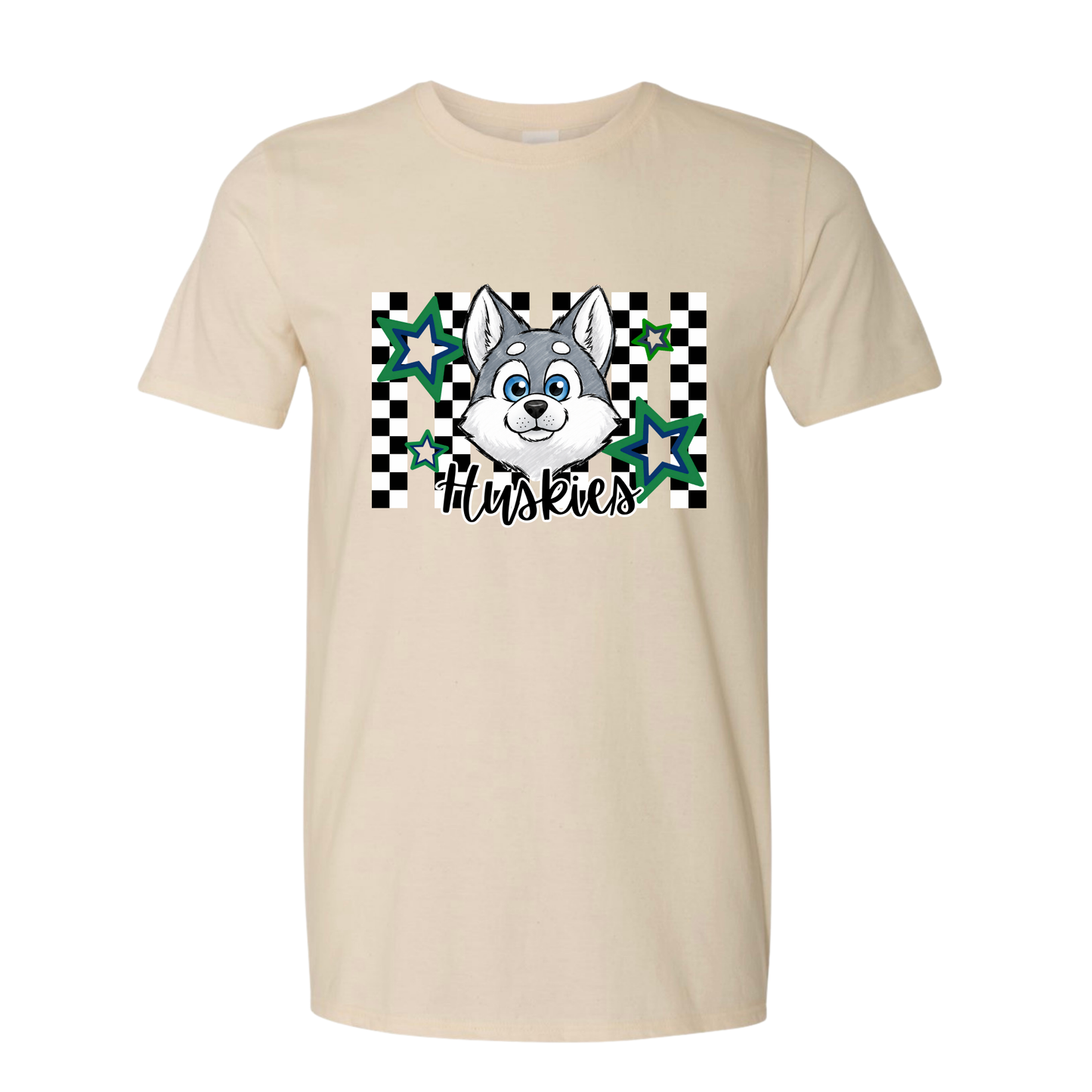Huskies Checkered Tee - Tan