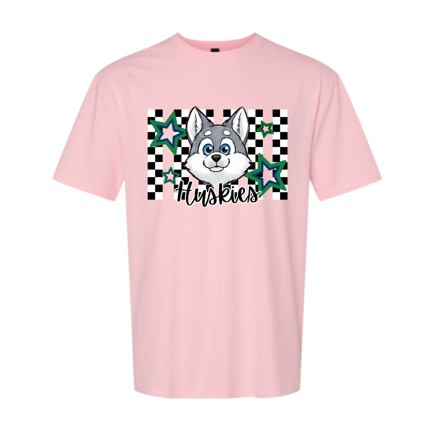 Huskies Checkered Tee - Light Pink
