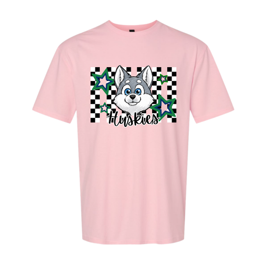 Huskies Checkered Tee - Light Pink