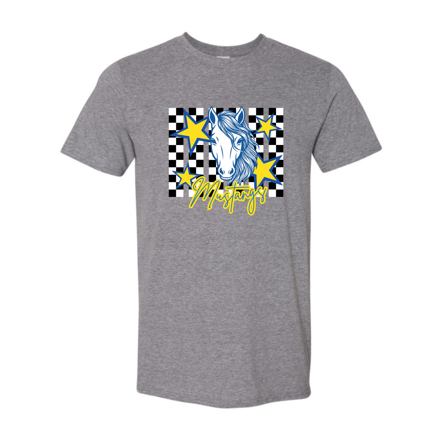 Checkered Mustangs tee - Grey