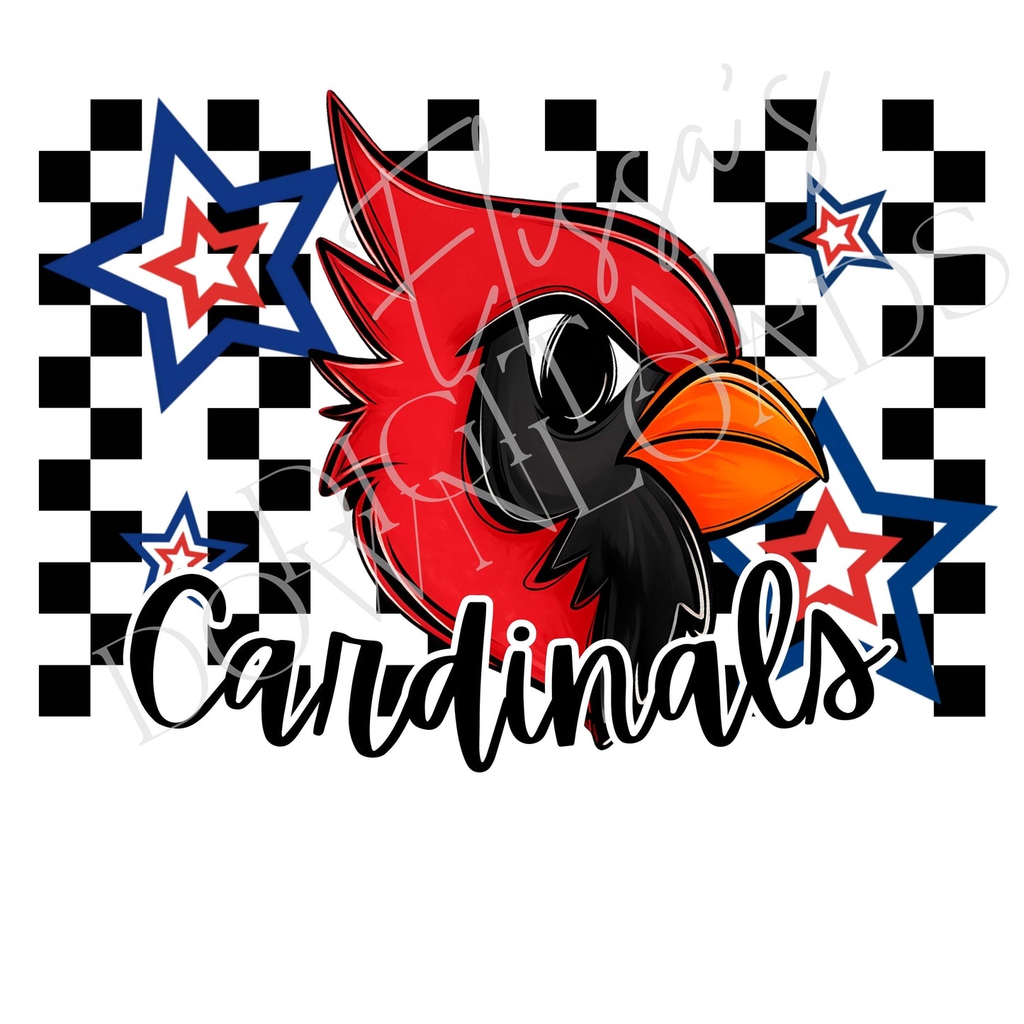 Red, White & Blue Cardinals Checkered PNG
